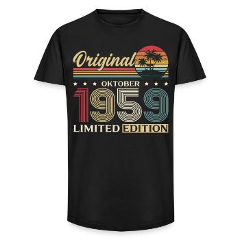 66th Birthday Original October Vintage 1959 - Long Fit Men's T-Shirt - black - Front - AI Model Male 185 light (185cm)