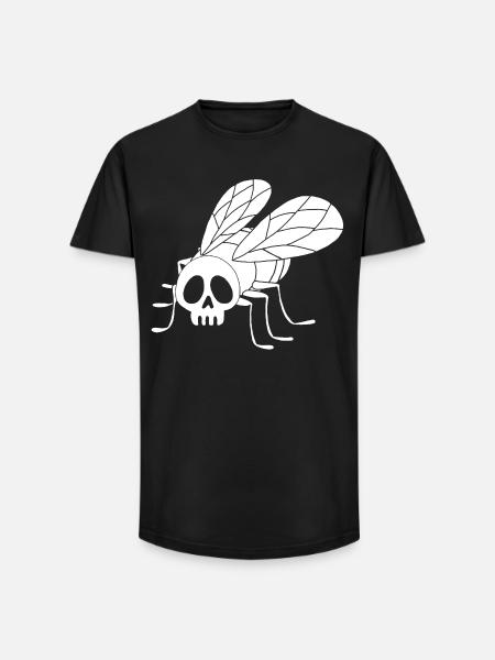 Fly Skull (White) - Long Fit Men's T-Shirt - black