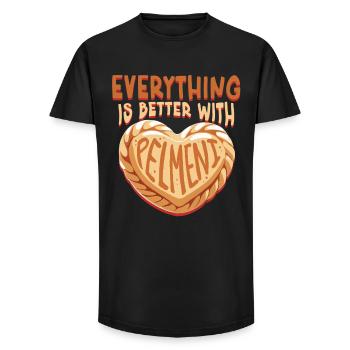 Pelmeni Pelmenis Everything Is Better With Pelmeni - Long Fit Männer T-Shirt - Schwarz - Vorne - AI Model Male 185 light (185cm)