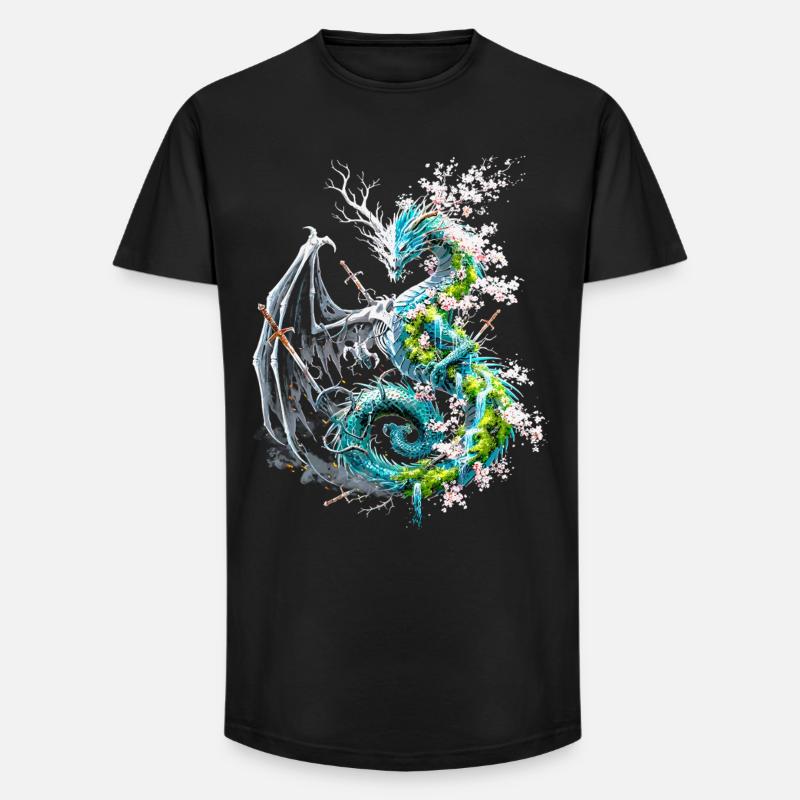 Drache des Lebens und Todes - Long Fit Männer T-Shirt - Schwarz