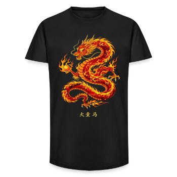 Powerful Chinese Fire Dragon - Long Fit Men's T-Shirt - black - Front - AI Model Male 185 light (185cm)