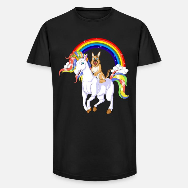 Deutscher Schäferhund Einhorn - Long Fit Männer T-Shirt - Schwarz