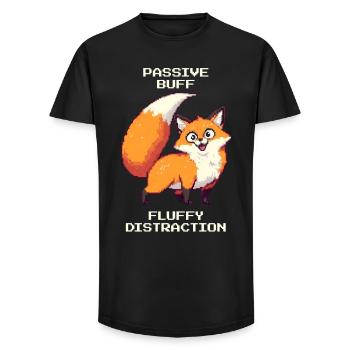 Fluffy Distraction | derpy fox - Long Fit Men's T-Shirt - black - Front - AI Model Male 185 light (185cm)