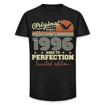 November 1996 Anniversary 1996 November 1996 - Long Fit Men's T-Shirt - black - Front - AI Model Male 185 light (185cm)