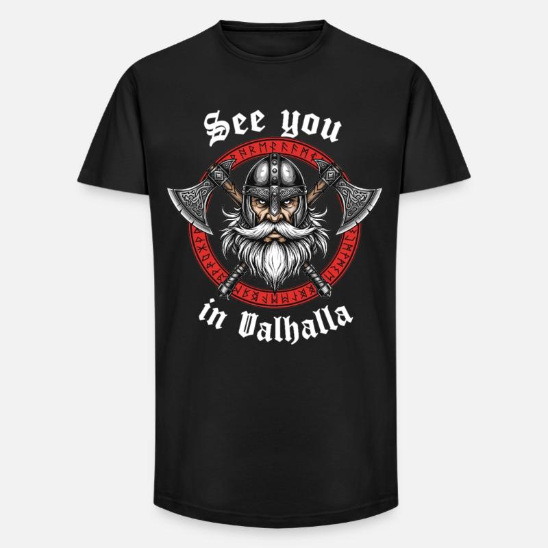 Valhalla Vikinger Krieger - Long Fit Männer T-Shirt - Schwarz