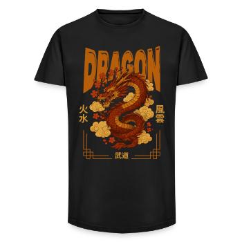 Asian Dragon - Japan - Long Fit Men's T-Shirt - black - Front - AI Model Male 185 light (185cm)