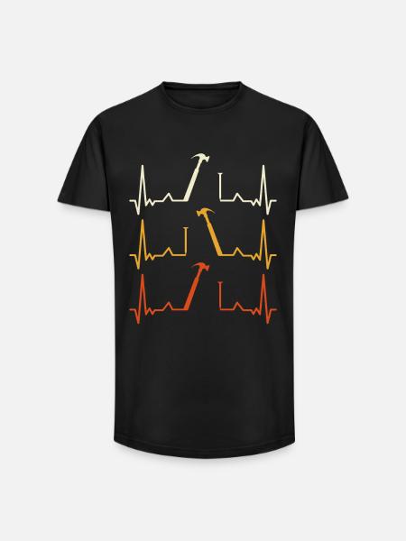 Heartbeat Hammer Pattern - Long Fit Men's T-Shirt - black