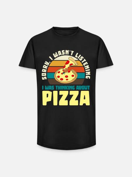 Pizza Dreamer Retro Motif - Long Fit Men's T-Shirt - black