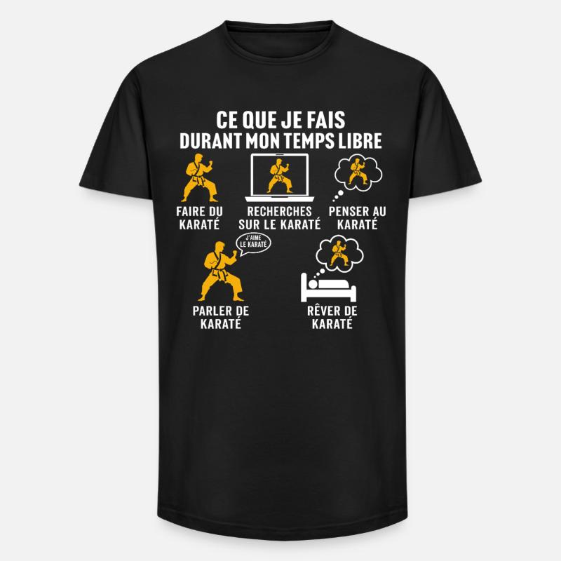 In meiner Freizeit mache ich Karate - Long Fit Männer T-Shirt - Schwarz