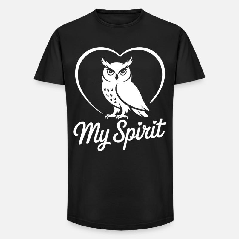 Eule mit Herz - Long Fit Männer T-Shirt - Schwarz