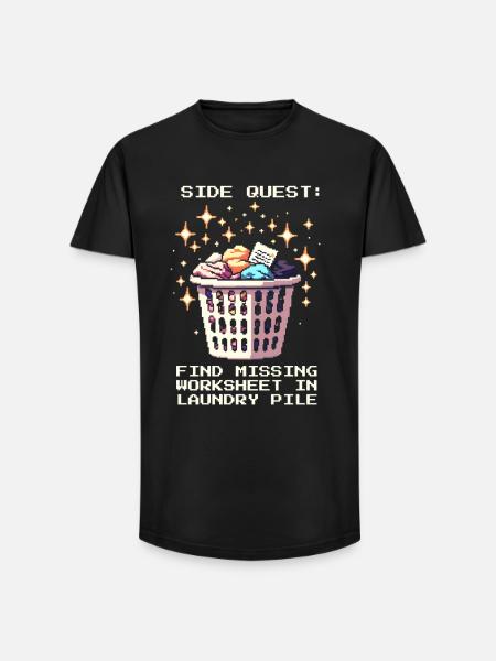 Quête secondaire : Feuille dans la montagne de blanchisserie | École à la maison - T-shirt coupe longue homme - noir