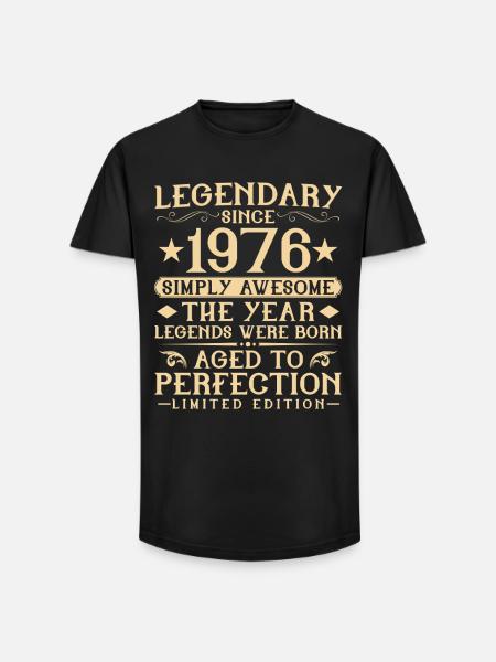 50-vuotissyntymäpäivä Vintage Vintage 1976 -lahja - Miesten long fit T-paita puuvillasta - musta