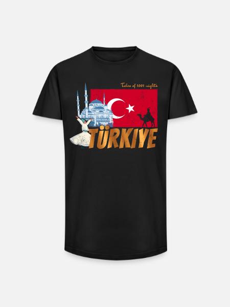 Türkiye Istanbul Vintage Flaga Turcja Sovenir - T-shirt męski o długim kroju - czarny