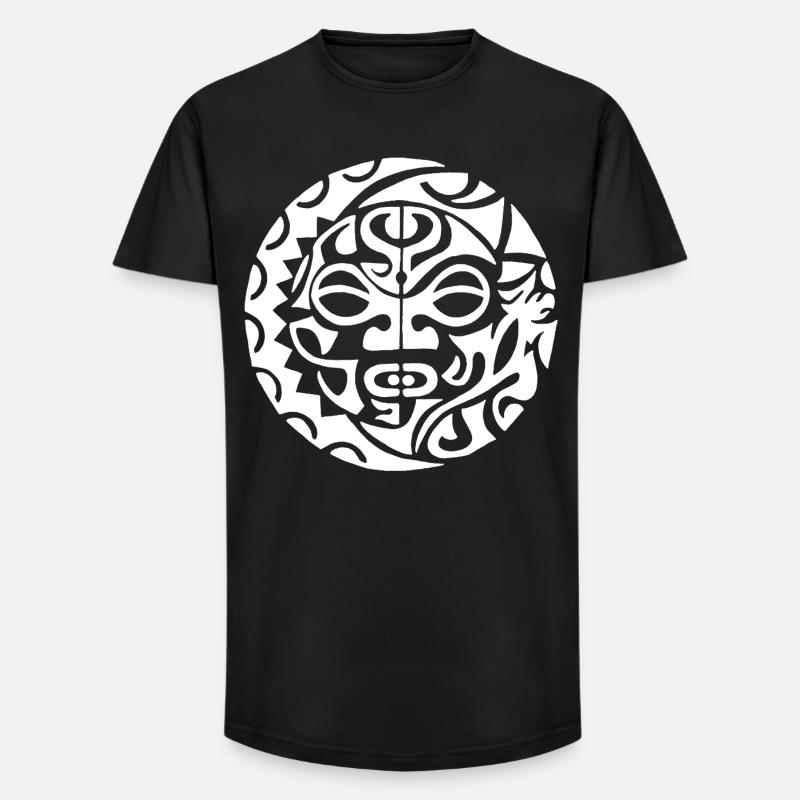 Polynesischer Schädel (weiß) - Long Fit Männer T-Shirt - Schwarz