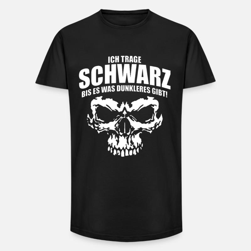 Schwarz Bis Dunkleres Schädel  - Long Fit Männer T-Shirt - Schwarz