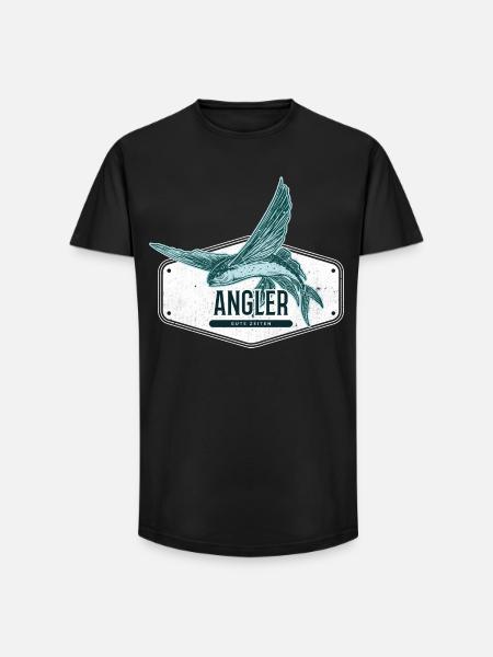 Angler USA Design Flying Fish - Long Fit Men's T-Shirt - black