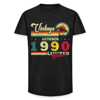 1990 October 1990 Jubilee October 1990 - Long Fit Men's T-Shirt - black - Front - AI Model Male 185 light (185cm)