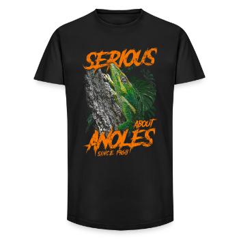 Seit 1968 ernsthaft mit dem kubanischen Ritter Anolis - Long Fit Männer T-Shirt - Schwarz - Vorne - AI Model Male 185 light (185cm)