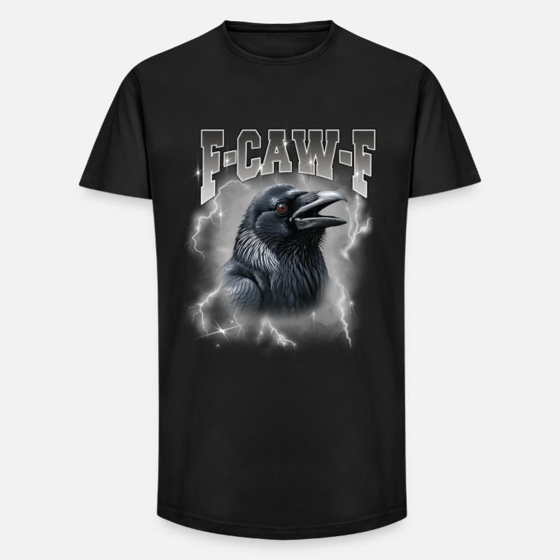 F-Caw-E Rabensturm Graphik - Long Fit Männer T-Shirt - Schwarz
