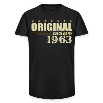 1963 Anniversaire 1963 - T-shirt coupe longue homme - noir - Devant - AI Model Male 185 light (185cm)