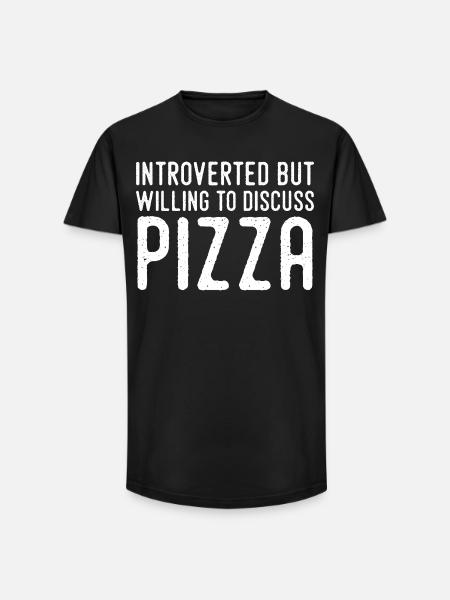 Introvert but Pizza Fan - Long Fit Men's T-Shirt - black
