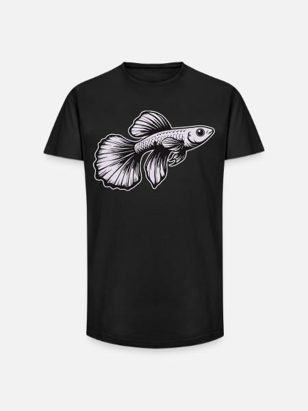 White Guppy Design – Aquarium Fish - Long Fit Men's T-Shirt - black