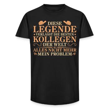 Pension Pension Cadeau d’adieu collègue - T-shirt coupe longue homme - noir - Devant - AI Model Male 185 light (185cm)