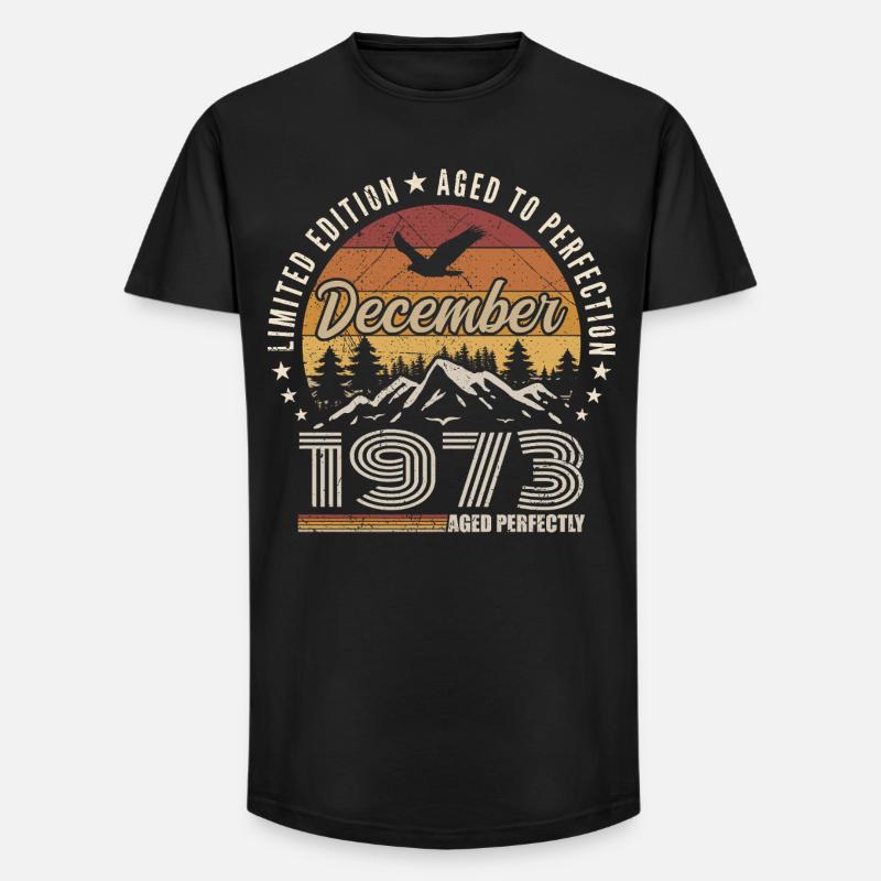 Dezember 1973 Originalausgabe Dezember-Geschenk - Long Fit Männer T-Shirt - Schwarz