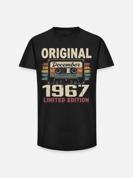 December 1967 Birthday Gift - Long Fit Men's T-Shirt - black
