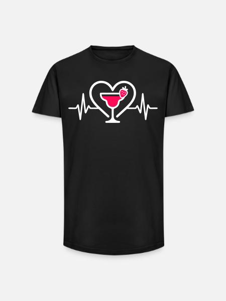 Daiquiri Heart Strawberry Cocktail - Long Fit Men's T-Shirt - black
