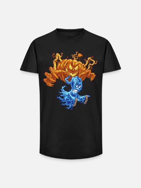 🎃Haunted Pumpkin Ghost Hunter 👻 - Long Fit Men's T-Shirt - black