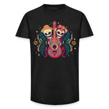 Dia de los Muertos Gitarren-Skelett Duo Outfit Top - Long Fit Männer T-Shirt - Schwarz - Vorne - AI Model Male 185 light (185cm)