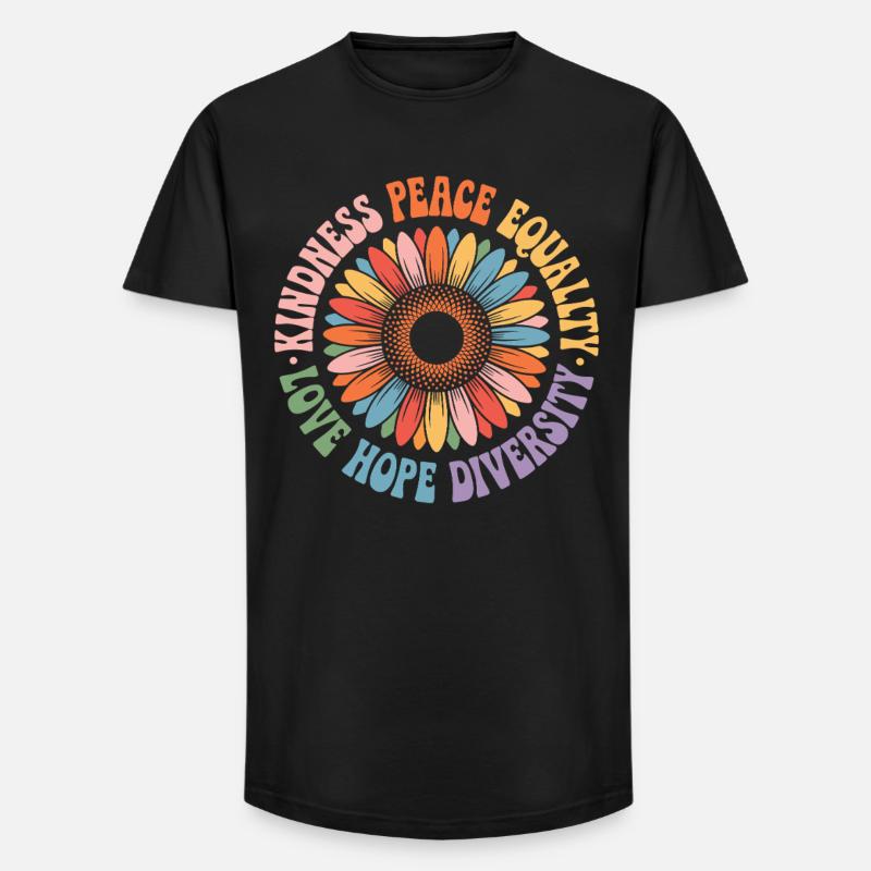 Kindness Peace Equality Love Hope Diversity - Long Fit Männer T-Shirt - Schwarz