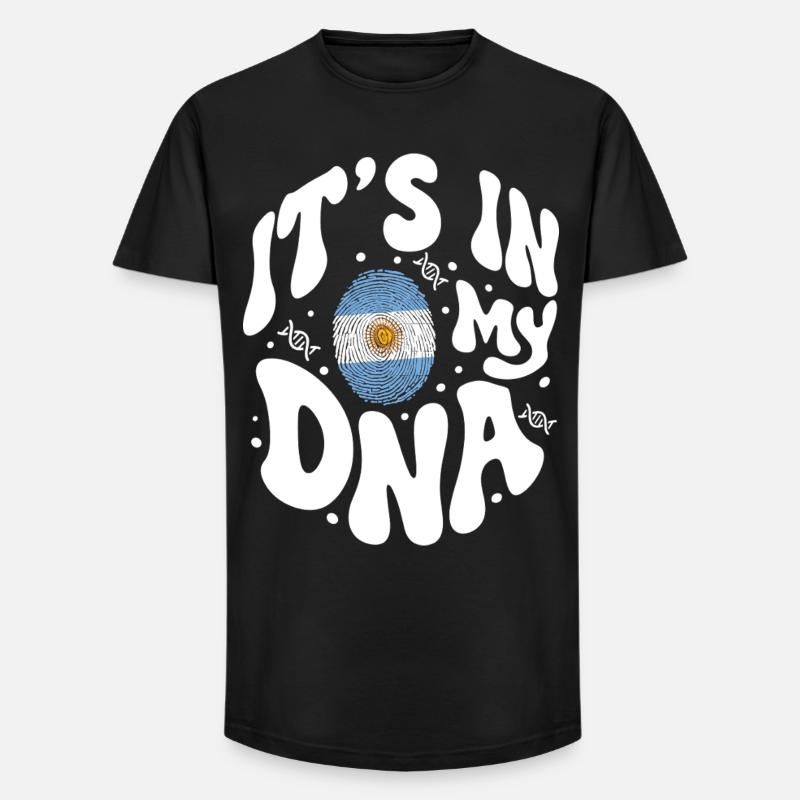 ADN argentin Drapeau argentin Hispanique - T-shirt coupe longue homme - noir