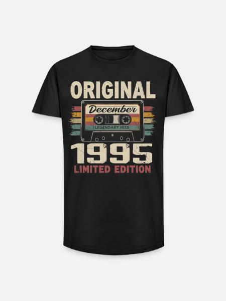 Cadeau D'anniversaire Décembre 1995 - T-shirt coupe longue homme - noir