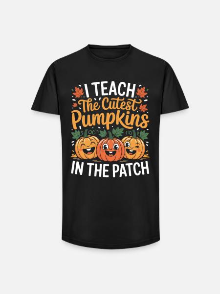 Citrouilles sucrées en automne enseignant - T-shirt coupe longue homme - noir