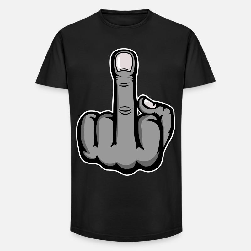 Mittelfinger Stinkefinger Design Grau - Long Fit Männer T-Shirt - Schwarz