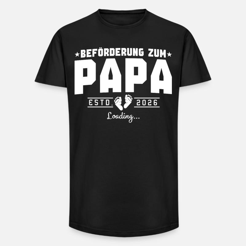 Papa 2026 loading Werdender Vater - Long Fit Männer T-Shirt - Schwarz