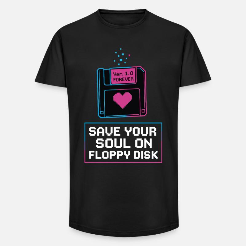 Speichere Deine Seele Auf Floppy Disk - Long Fit Männer T-Shirt - Schwarz