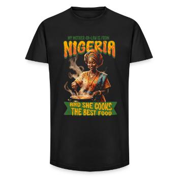 Nigerian mother-in-law Nigeria - Long Fit Men's T-Shirt - black - Front - AI Model Male 185 light (185cm)