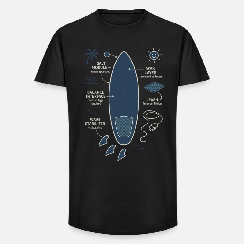 Plan de planche de surf - T-shirt coupe longue homme - noir