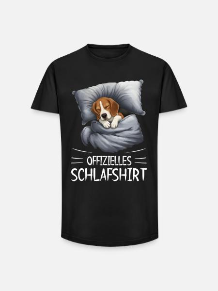 Beagle Schlafshirt Kuscheldecke - Long Fit Männer T-Shirt - Schwarz