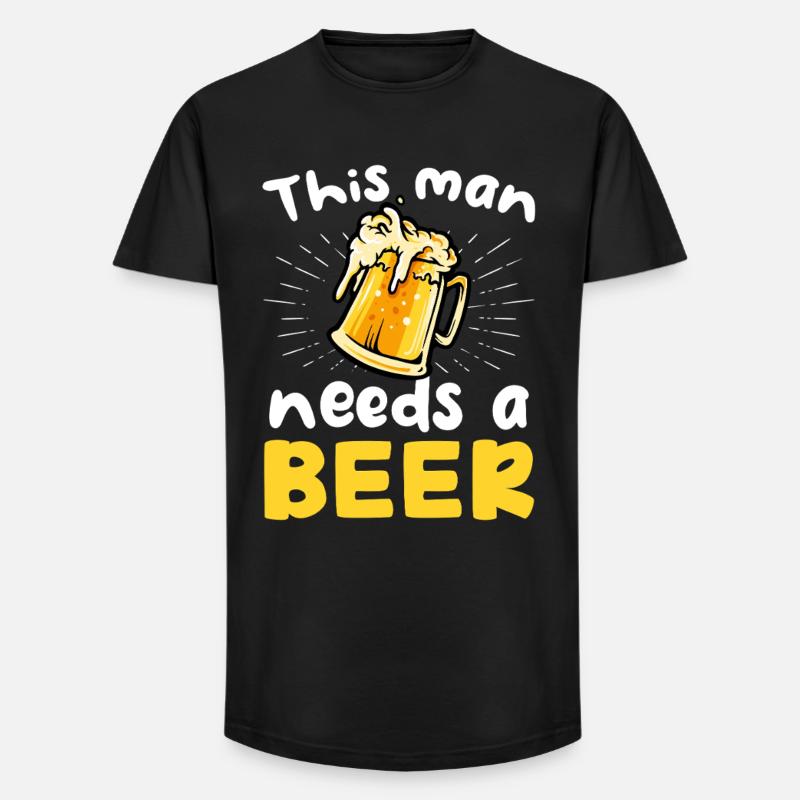 This Man Needs a Beer - Long Fit Männer T-Shirt - Schwarz