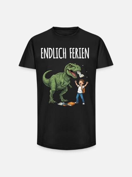 Finally holiday dino fun - Long Fit Men's T-Shirt - black