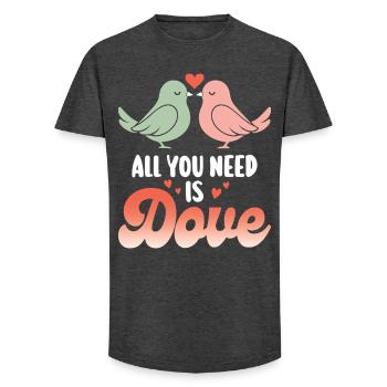 Jeu De Mots Oiseau Tourterelle Humour - T-shirt coupe longue homme - charbon - Devant - AI Model Male 185 light (185cm)