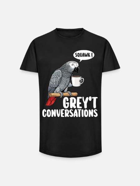 African Grey Parrot Bird Humor - Long Fit Men's T-Shirt - black