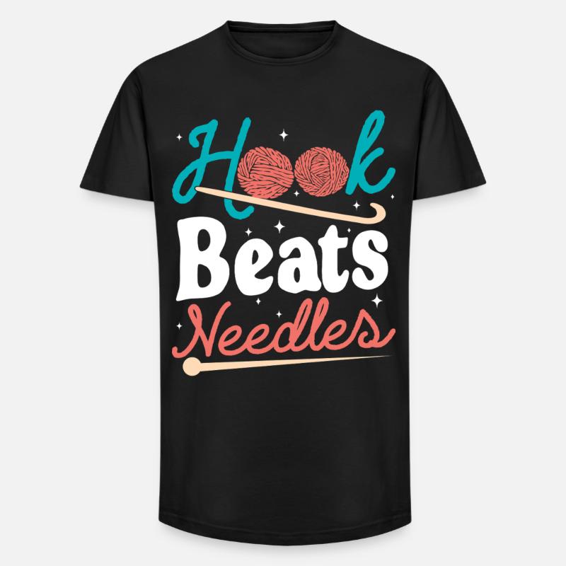 Hook Beats Needles Häkelhäkelgarn - Long Fit Männer T-Shirt - Schwarz