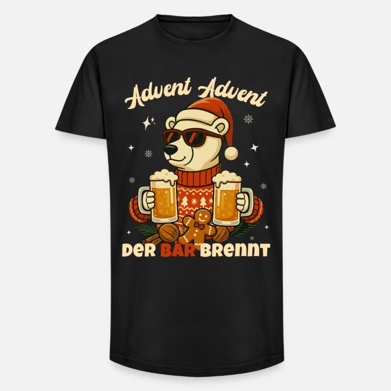 Advent Advent – Der Bär brennt - Long Fit Männer T-Shirt - Schwarz