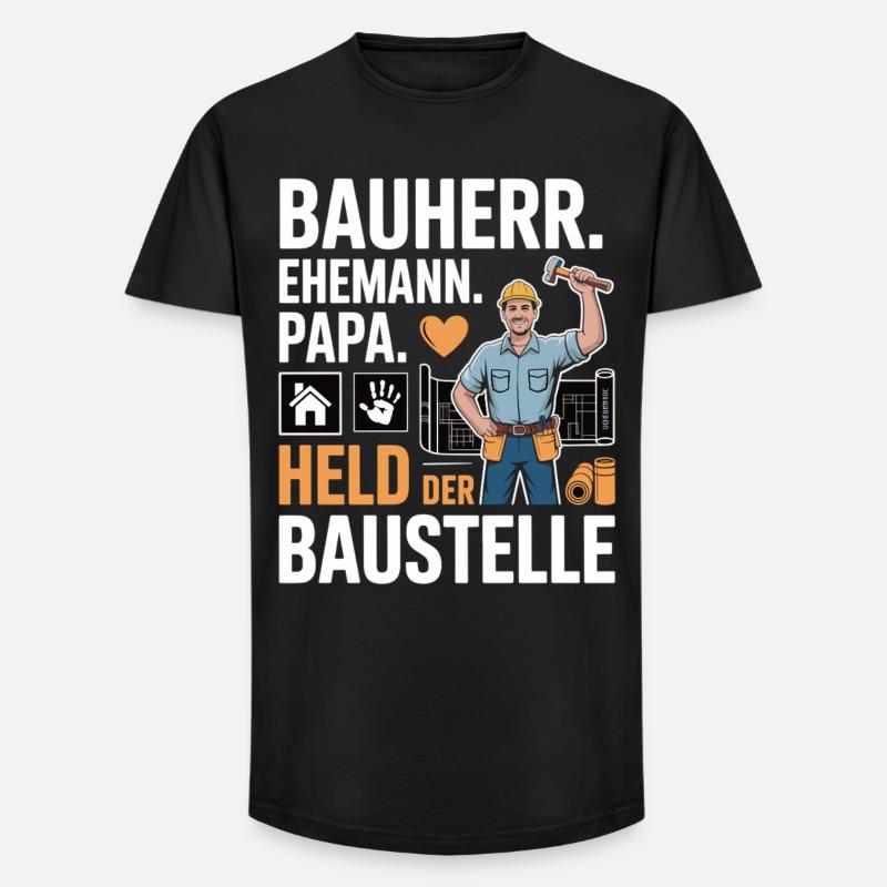 Held der Baustelle – Papa, Ehemann & Bauherr - Long Fit Männer T-Shirt - Schwarz