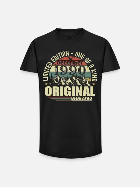 Décembre 1990 Décembre Anniversaire Décembre 1990 - T-shirt coupe longue homme - noir